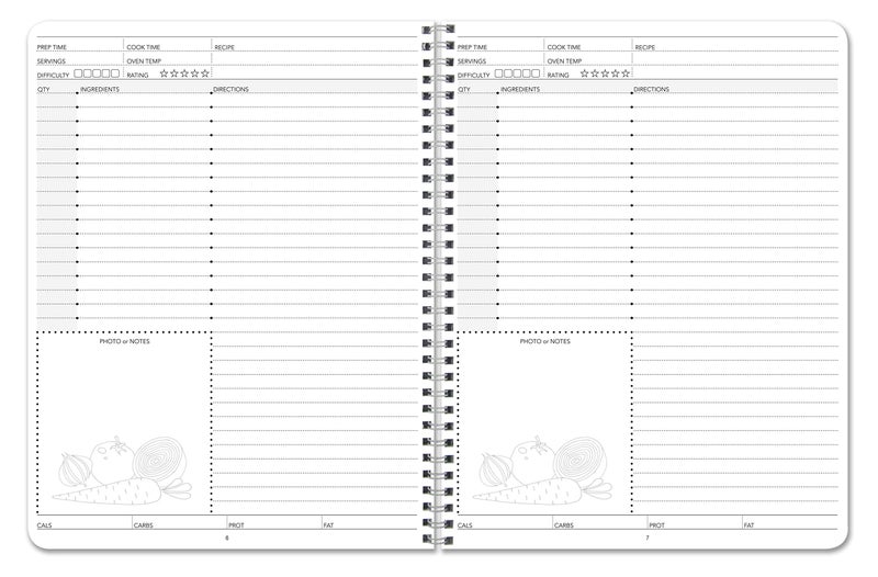 BookFactory Recipe Book/Recipe Journal/Notebook/Blank Cook Book - 120 Total Recipe Pages (8.5'' X 11'') 60 Individual Recipes, Translux Cover, Wire-O Binding (Made in USA) - Image 3